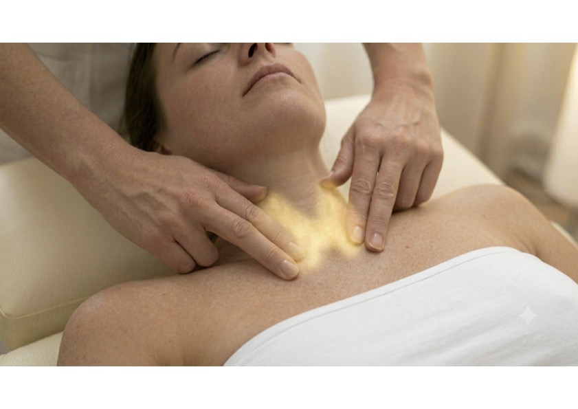 Teràpia d'osteopatia al Centre d'Osteopatia Llavaneres, amb un tractament a focus en el coll i l'espatlla.